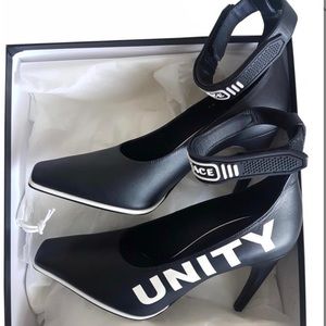 Versace black leather pumps